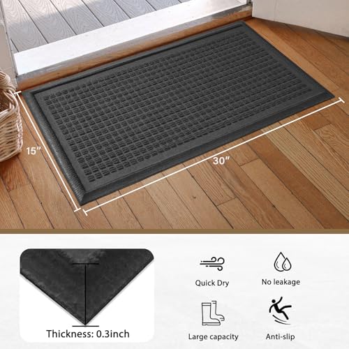 HIYARD Boot Tray for Entryway, Non-Slip Shoe Tray Drying Mat, Waterproof Boot Mat for Muddy Boots, Heavy Duty Shoe Storage Trays, Indoor/Outdoor Use, 16x30 inches, Grey - color: Grey, size: 16" x 30"