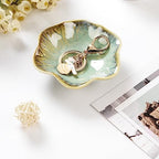 JAMEND CLXP Lotus Leaf Shape Ring Holder Dish, Small Key Bowl, Ceramic Trinket Tray Jewelry Dish Organizing Necklace Earrings for Mom Friend Sister. All Jewelries Are NOT Included. Crystal Green. - color: Crystal Green-Lotus