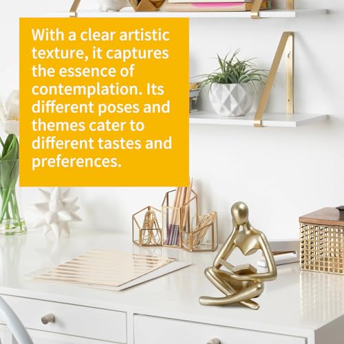 Abstract Thinker Bookend - Decorative Statue, Elegant Bookshelf Decor, Resin Figurine, Artistic Ornament for Home Study Desktop (Gold)