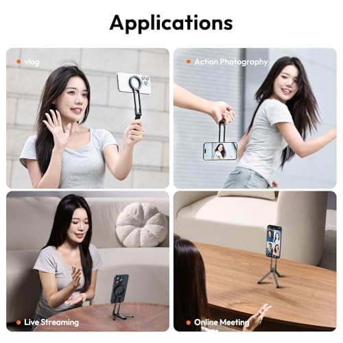 ULANZI MA30 Magnetic Phone Tripod Stand for iPhone-Aluminium Maglock Smartphone Mini Tripod Pocket Cell Phone Stand Strong Magnet Quick Mount Compatible with iPhone 17 16 15 14 13 12 Series, Dark Gray - color: Dark Gray