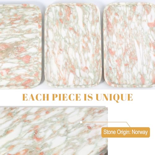 Koville Marble Tray, 12"x8" Marble Vanity Tray for Countertop Bathroom Kitchen Dresser, Decorative Catchall Trays for Perfume Jewelry, Rectangular Stone Serving Tray(Rosso Norvegian) - color: Rosso Norvegian
