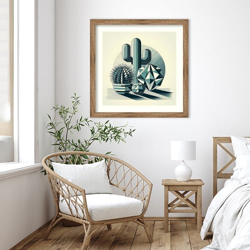 Amanti Art Framed Wall Art Print 36x36 Succulents in Angled Vases by David Galan, Abstract Wall Art, Modern Contemporary Decor, Large Poster Painting Artwork for Living Room, Bedroom, Bathroom, - color: Owl Brown Narrow, size: 36"L x 36"W
