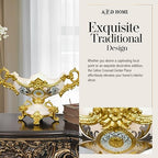 Celine Crowned Centerpiece, Gold-and-White Table Vase for Centerpieces, 19 Inches x 12 Inches