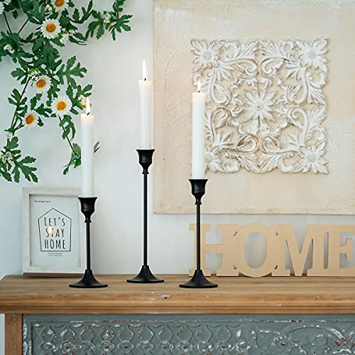 Romadedi Candlestick Holder Matte Black Candle Holder Set of 3 Decorative Candle Holder for Taper Candle for Fireplace Mantel Dinning Table Home Decorations Black 1 Set - size: 1 Set
