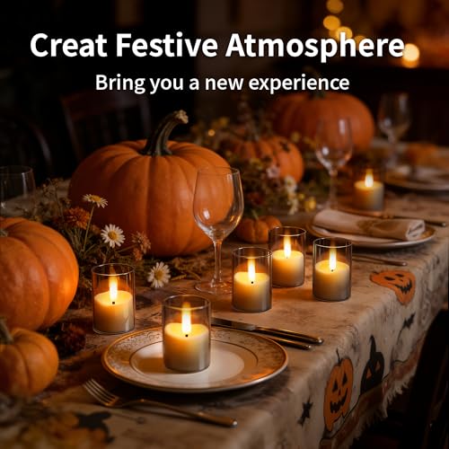 Rechargeable Flameless Candles with Timer Remote, 1.7"x2.6" Clear Acrylic LED Tea Lights Candles，Small Votive Electric LED Candles for Home Aniversary Wedding Holiday Decor Gray(6 Pack) - color: Gray