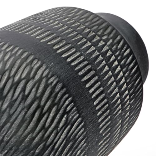 9" Textured Vase with Linear Stripe, Rustic Ceramic Vase for Home Office Tabletop Decor, Industrial, Vintage & Farmhouse Style, Slender & Dark Grey - color: 9" Dark Grey