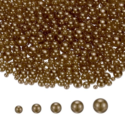 PATIKIL 1000 Pcs No Hole Pearls, 3mm 4mm 5mm 6mm 8mm Mini Round Faux Pearl for Art Crafts Jewelry Making Nail Vase Filler Birthday Wedding Party, Dark Brown - color: Dark Brown
