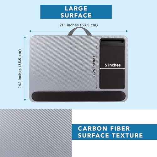 LAPGEAR Home Office Pro Lap Desk with Wrist Rest, Mouse Pad, and Phone Holder - Silver Carbon - Fits up to 15.6 Inch Laptops - Style No. 91615 - color: Silver Carbon, size: Home Office Pro W/Wrist Rest