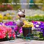Metal Yard Art Cat on Bike Solar Statue Light, Solar Statue Light Garden Decoration, Best Gift for Cat Lovers. - style: Large Cat