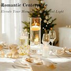 Set of 12 Glass Cylinder Vases for Centerpieces with 8 Pack Vase Filler 12 Pearl String 24 White Floating Candles for Table Centerpieces for Wedding Party Home Decor 5, 6, 8 Inch - style: 12 Set(6,8,10Inch)