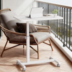 GTPLAYER Mobile Small Standing Desk, Sit Stand Portable Rolling Laptop Desk with Lockable Wheels, Adjustable Height Overbed Bedside Table Computer Workstations, White - size: 24x16in (Non-Tiltable)