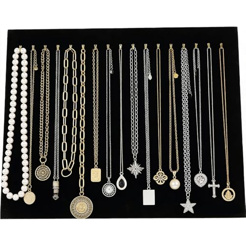 Tinsow 14.7"x12" 17 Hook Necklace Jewelry Tray/Display Organizer/Pad/Showcase/Display case
