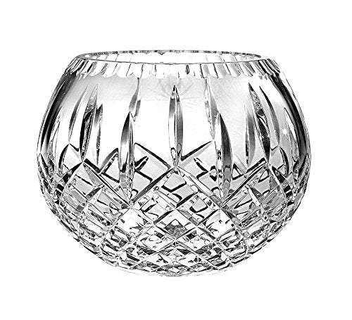 Barski Handmade Crystal - Rose Bowl - 8" D (8 Inches Diameter) - Plaza Design - Made in Europe