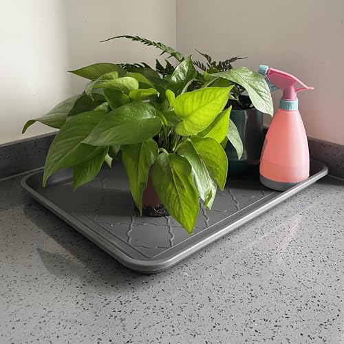 PetLike Boot Tray for Entryway Indoor, Pet Food Mat Tray, 16.7 x 12.8 inch 2 Packs, Waterproof Rubber Mat for Boots, Shoes, Pets, Garden - color: Grey New