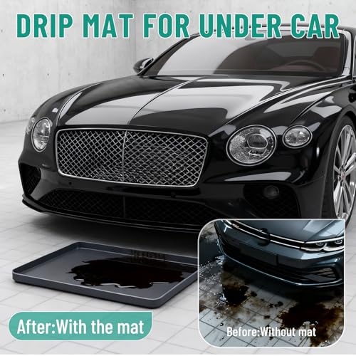 Oil Drip Mat for Under Car, 34x22in Silicone Oil Spill Mats for Garage Floor, No Splatter Non-Slip Oil Catch Pan Driveway Oil Drip Tray,Easy to Clean-Grey - color: Grey