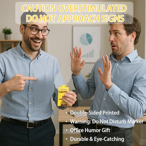 1 Pc Caution Overstimulated Desk Sign, Funny Prank Gift Office Desk Decor Overstimulated Do not Approach Warning Signs Humor Desktop Decoration (2 Pcs Caution) - color: 2 Pcs Caution