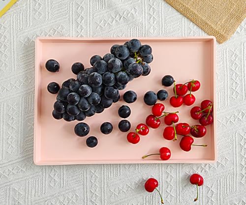 Pink Serving Tray (13.5 x 9.6 inch) for Serving Accessory, Spa, Coffee, Drinks, Cupcake Stand, Party Supplies, Coffee Table Decor, Vanity & Buffet Display. - color: Pink-1 Tray, size: 13.5" x 9.6" x 0.9"
