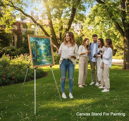 MXG Portable Adjustable Large Display Stand, Heavy Duty Aluminum Tripod Easel for Painting, 33-64 Inch Foldable Tabletop & Floor Sign Holder for Art Exhibitions, Outdoor, & Wedding, Silver - color: Silver