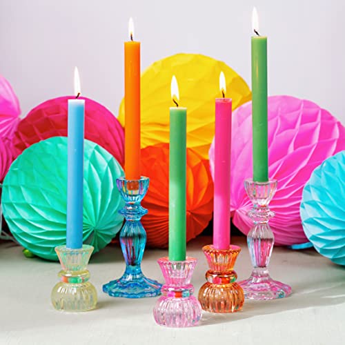 Talking Tables Small Orange Glass Candle Holder for Candlesticks or Tea Lights | Decorative Table Decorations Indoor Outdoor Dining, Halloween Party Decorations, Home Decor, Boho-ORG-SMLCNDLHOLD - color: Orange, size: Small
