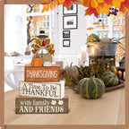 Lineshading 4 Pcs Thanksgiving Decoration for Home Wooden Turkey Decor Thanksgiving Table Centerpiece Fall Tiered Tray Decor Rustic Decorative Turkey Block Signs Gift for Home Kitchen Shelf - style: Elegant Turkey