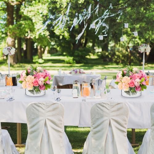 Jucoan 4 Pack Round Acrylic Flower Vase, 6 x 2.5 Inch Cylinder Low Acrylic Vase with Holes for Floral Arrangement, Home Wedding Bridal Shower Party Table Centerpieces Decor