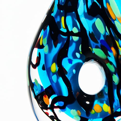Luxury Lane Hand Blown Abstract Hollow Blue Tear Drop Sommerso Art Glass Sculpture for Home Decor 11.5 inch Tall Centerpiece Table Decoration - size: 11.5" tall