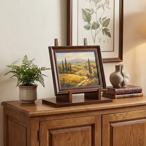 RattanView 1 Pcs Wood Plate Stand for Display 7.8 Inch Plate Holder Display Frame Picture Photo Card Tabletop Decorative Stand - size: 7.8 Inch