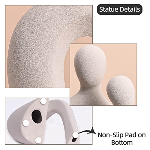 Quoowiit Ceramic Couple Sculptures for Home Decor, Abstract Lover Statue for Shelf, Office, Living Room, Bedroom Decorations - Anniversary, Valentine's Day, Birthday Gift (Grey) - color: Gray