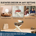 Alternative Imagination Wooden Tripod Display Stand - 8-Inch Hand Carved Holder Made from Mango Wood -Folding Natural Stand for Abalone Shell, Crystal Ball, Key Bowl,Trinket Dish, Incense,Decor & More - size: 8 Inches