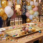 Gold Stainless Steel Decorative Tray, Rectangular Metal Platter with Raised Edges, Multipurpose Tray for Coffee Table, Kitchen and Party Display (Small) - size: Small