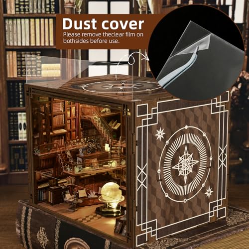 MiniCity Book Nook Kit, DIY Miniature Dollhouse Booknook Kit, 3D Wooden Puzzle Bookend Bookshelf Insert Decor with LED Light for Teens and Adults (Beyond Library Max) - style: Art Nouveau