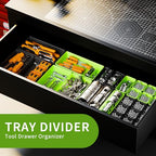[5 Sizes] [69 PCS] Tool Drawer Organizer, Tool Box Tray, Desk Drawer Tray, Rolling Tool Chest, Toolbox (Black+Green) - color: Black+Green