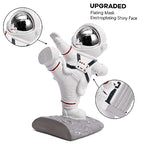 White Book Ends for Kids, Upgraded Astronaut Bookends Resin Spaceman Book Holders for Shelves Sturdy Book Stopper Book Ends to Hold Books Unique Outer Space Book Shelf Ends(F2-Silver Color) - color: Astronaut F-silver