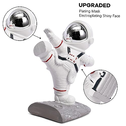 White Book Ends for Kids, Upgraded Astronaut Bookends Resin Spaceman Book Holders for Shelves Sturdy Book Stopper Book Ends to Hold Books Unique Outer Space Book Shelf Ends(F2-Silver Color) - color: Astronaut F-silver
