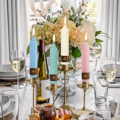 NJAO HOO Candy Colored Short Taper Candle 7 Inch Candlesticks Unscented Dripless Tapered Candle Set for Home Decor Wedding Party Dinner Candles, 4 Pack - color: Candy, size: 7 In