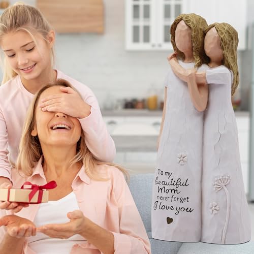 Mom Birthday Gifts from Daughter, Birthday Gift for Mom from Daughter, Valentines Day Gifts for Moms, Sculpted Hand-Painted Figurine - color: White