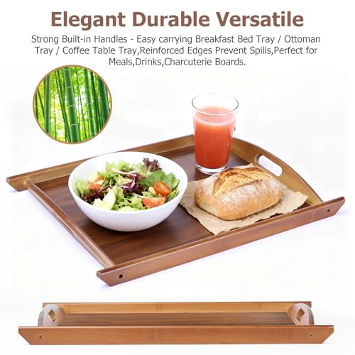 Wood Serving Tray, Wooden Tray with Handles, 20.47 inch Square Decorative Serving Trays Platters for Home, Party, Coffee Table,Dining Table & Countertop - size: 20.5" x 13.4" x 1.2"