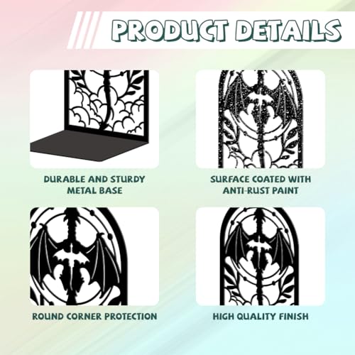 Peacoblue Metal Bookends for Shelves, Modern Decorative Heavy Duty Study Book Ends Stoppers for Office Desk Shelf Room 5.3"x4.3"x7.9" Cast Iron Simple Tall Bookends 1 Pair (Symmetrical Dragon Cross) - style: Symmetrical Dragon Cross