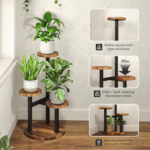 Bamworld Corner Plant Stand Indoor Metal Wood Plant Shelf Outdoor Tall Plant Stands Plant Tables Indoor Plant Rack 3 Tier Plant Stand Garden Accessories for Living Room Balcony Patio - size: 3 Tier