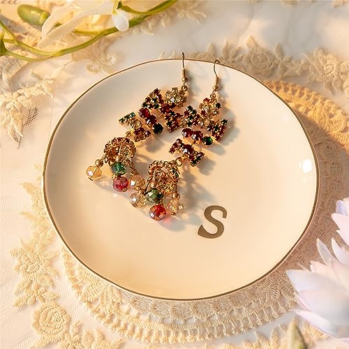 Ceramic Ring Holder for Jewelry, Jewelry Tray, Ring Dish, Aesthetic Room Decor, Engagement Gifts Bride Gifts Wedding Gifts for Women, White, 4.75"(S) - color: S