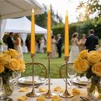 Yellow Flameless Taper Candles with Remote, 9.6 Inches Real Wax Battery Operated Candles, 3 Pack Flickering LED Candlesticks, Tall Taper Fake Candles for Home, Wedding, Party - color: Yellow