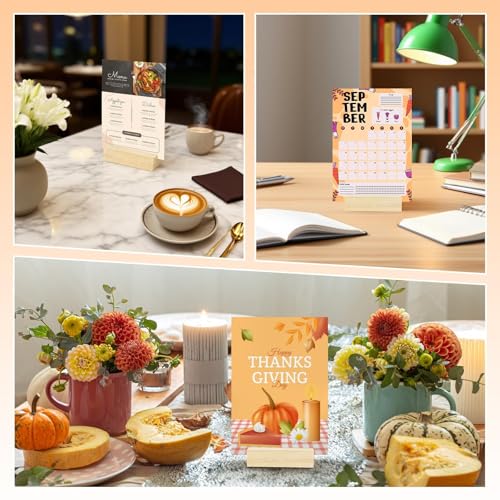 15Pcs 3.9x1.4 Inches Wood Table Number Stands, Wood Place Card Holders, Picture Holder Acrylic Sign Holders for Wedding, Ceremony, Birthday, Party, Home Decoration, Events ﻿ - size: 3.94" 15pcs
