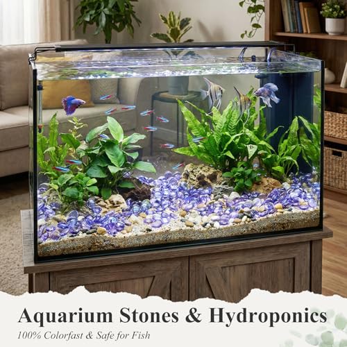 DomeStar 2LB Purple Flat Glass Marbles, Decorative Marbles for Vases Aquarium Pebbles Fish Tank Rocks Vase Fillers DIY Crafts Table Scatter Decor - color: Purple