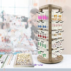 Wood Rotating Earring Display for Vendors, Wooden Jewelry Display for Vendors with 30 Removable Hooks 5 Tier Tabletop Necklace Display Stand Key Chain Display