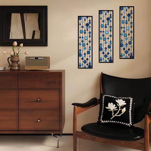 ShxTrade Geometric Metal Wall Decor, Modern Minimalist Geometric Wall Art 3D Abstract for Living Room Metal Wall Sculpture Hanging for Home Bedroom Office (Blue) - color: Blue