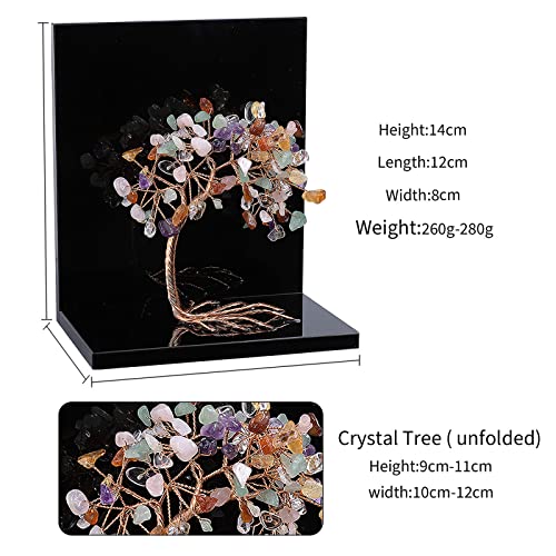 rockcloud Set of 2 Mixed Stones Crystal Tree Acrylic Decorative Bookends, L-Shaped Heavy Duty Book Ends to Hold Books for Home Office Shelves, Colorful - color: Colorful