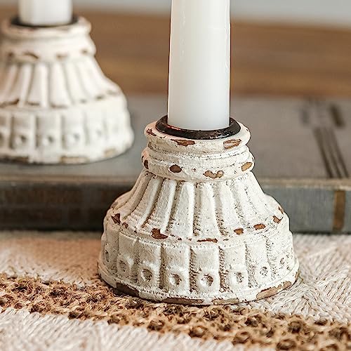 NIKKY HOME Taper Candle Holders Set of 2, Vintage Candle Stand Decorative Resin Candlestick for Wedding Party Mantle Fireplace Dining Room Table Centerpieces Decor