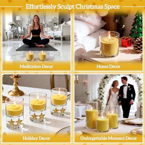 Sukh Gold Snow Pearled-Candles with Wicks - DIY Candle Sand,Sand Wax with Wicks,Wax,Refillable for Making,Weddings,Partie (Gold) - color: Gold