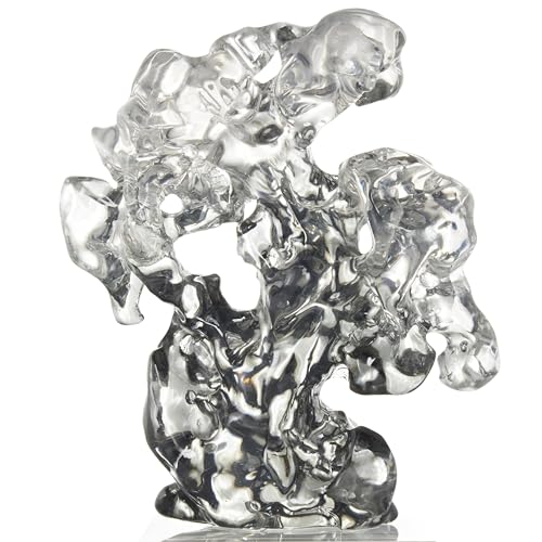 Deco 79 Glass Abstract Decorative Sculpture Freeform Home Decor Statue with Clear Square Base, Accent Figurine 6" x 3" x 10", Clear - size: 6" x 3" x 10"