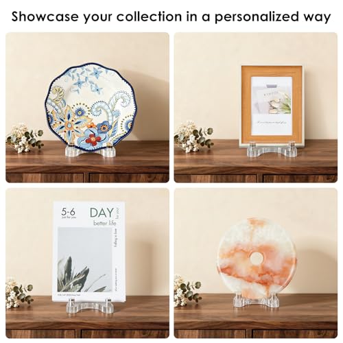 Acrylic Easel Display，Plate Stand for Display，Adjustable Clear Display Holder for 7" to 12" Platter, Book, Card, Frame, Picture, Artwork, Plaque ( Large-1pc 7"-12") - size: Large-1pc(7"-12")